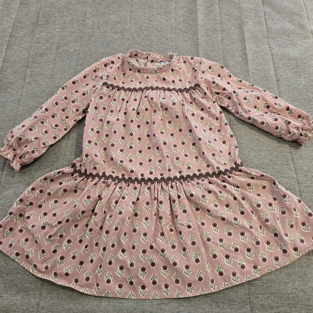 Modern Moments by Gerber 100% Cotton Girl's Dress Dusty Rose w/ Floral Design 5T